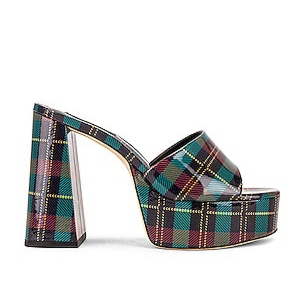 Larroude Women's Dolly Mule Plaid Heeled Sandals - Multicolor Size 7 US